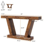 Table console de canapé de ferme à 2 niveaux extra-longue  Design minimaliste, accent pour entrée étroite, base stable, montage facile, finition grain de bois