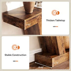 Table console de canapé de ferme à 2 niveaux extra-longue  Design minimaliste, accent pour entrée étroite, base stable, montage facile, finition grain de bois
