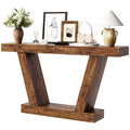 Extra-Long 2-Tier Farmhouse Console Sofa Table  Minimalist Design, Narrow Entryway Accent, Stable Base, Easy Assembly, Wood Grain Finish