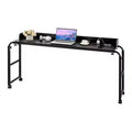 VEVOR Overbed Table, Mobile Bed Side Table with 4 Wheels (2 with Brakes) and Power Socket, Height Adjustable Rolling Laptop Desk, Black
