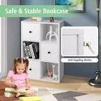 Organiseur de rangement bibliothèque 6 cubes avec 3 cubes ouverts et 3 tiroirs pour bureau à domicile Blanc/Marron