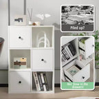 Organiseur de rangement bibliothèque 6 cubes avec 3 cubes ouverts et 3 tiroirs pour bureau à domicile Blanc/Marron