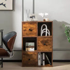 Organiseur de rangement bibliothèque 6 cubes avec 3 cubes ouverts et 3 tiroirs pour bureau à domicile Blanc/Marron