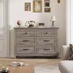 Commode à 6 tiroirs pour chambre à coucher, commode de rangement de 120 cm de large, organisateur de placard en bois moderne pour salon, entrée