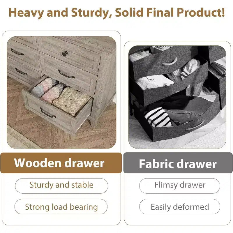 Commode à 6 tiroirs pour chambre à coucher, commode de rangement de 120 cm de large, organisateur de placard en bois moderne pour salon, entrée