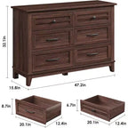 Commode à 6 tiroirs pour chambre à coucher, commode de rangement de 120 cm de large, organisateur de placard en bois moderne pour salon, entrée