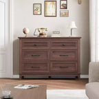 Commode à 6 tiroirs pour chambre à coucher, commode de rangement de 120 cm de large, organisateur de placard en bois moderne pour salon, entrée