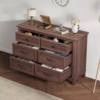 Commode à 6 tiroirs pour chambre à coucher, commode de rangement de 120 cm de large, organisateur de placard en bois moderne pour salon, entrée