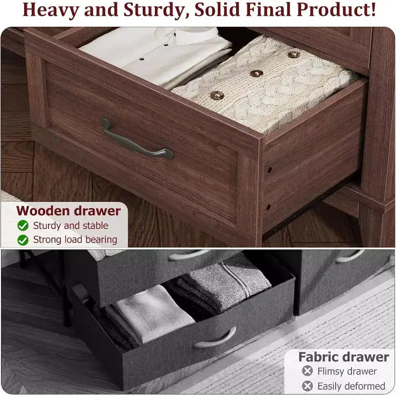 Commode à 6 tiroirs pour chambre à coucher, commode de rangement de 120 cm de large, organisateur de placard en bois moderne pour salon, entrée