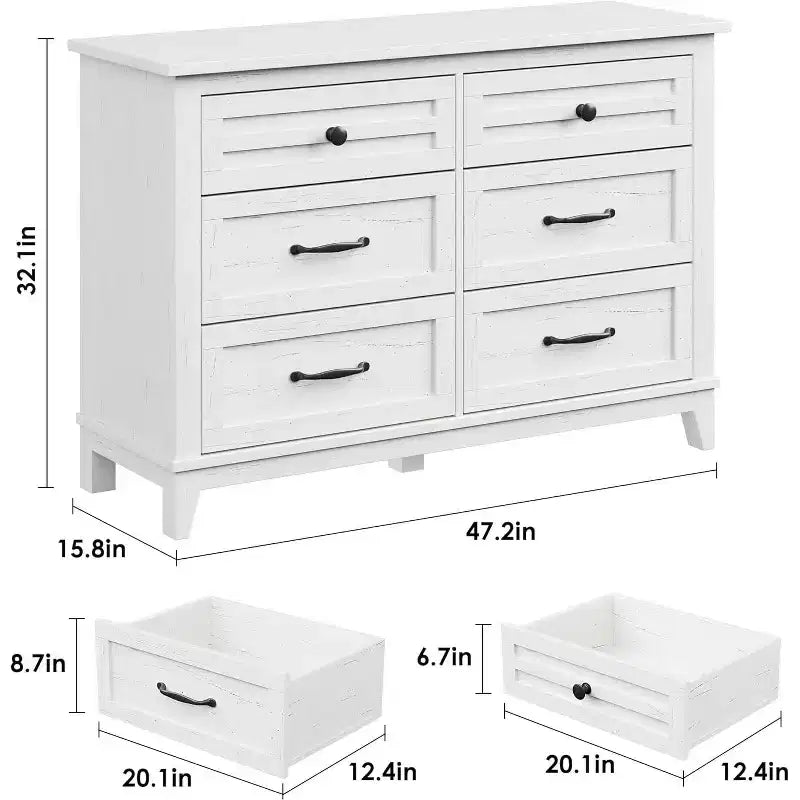Commode à 6 tiroirs pour chambre à coucher, commode de rangement de 120 cm de large, organisateur de placard en bois moderne pour salon, entrée
