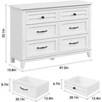Commode à 6 tiroirs pour chambre à coucher, commode de rangement de 120 cm de large, organisateur de placard en bois moderne pour salon, entrée