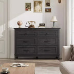 Commode à 6 tiroirs pour chambre à coucher, commode de rangement de 120 cm de large, organisateur de placard en bois moderne pour salon, entrée