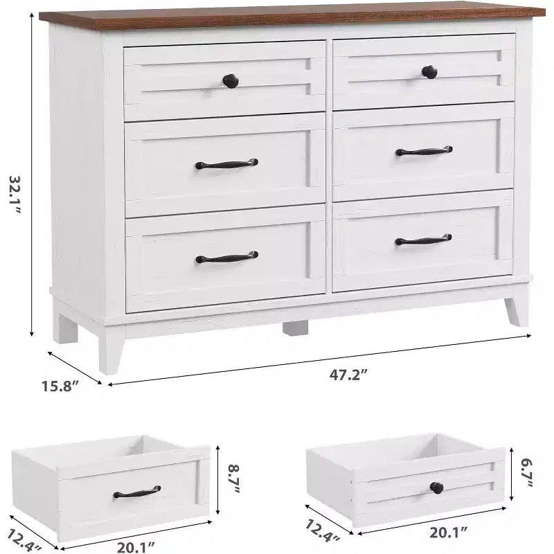 Commode à 6 tiroirs pour chambre à coucher, commode de rangement de 120 cm de large, organisateur de placard en bois moderne pour salon, entrée