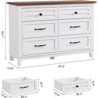 Commode à 6 tiroirs pour chambre à coucher, commode de rangement de 120 cm de large, organisateur de placard en bois moderne pour salon, entrée