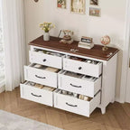Commode à 6 tiroirs pour chambre à coucher, commode de rangement de 120 cm de large, organisateur de placard en bois moderne pour salon, entrée
