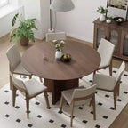 PexFix 52 x 52 Solid Wood Round Dining Table with Walnut Finish and Elegant Arched Legs for Modern Dining Rooms & Kitchens