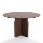 Table à manger ronde en bois massif 52 x 52 avec finition noyer et pieds arqués élégants pour salles à manger et cuisines modernes