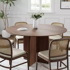 Table à manger ronde en bois massif 52 x 52 avec finition noyer et pieds arqués élégants pour salles à manger et cuisines modernes