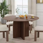Table à manger ronde en bois massif 52 x 52 avec finition noyer et pieds arqués élégants pour salles à manger et cuisines modernes
