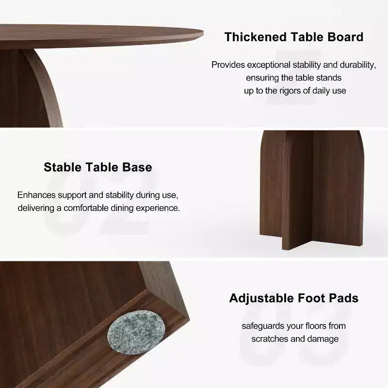Table à manger ronde en bois massif 52 x 52 avec finition noyer et pieds arqués élégants pour salles à manger et cuisines modernes