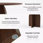 Table à manger ronde en bois massif 52 x 52 avec finition noyer et pieds arqués élégants pour salles à manger et cuisines modernes