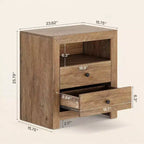 Table de chevet de ferme avec 2 tiroirs de rangement, table de chevet rustique pour chambre à coucher, table d'appoint pour petits espaces, marron