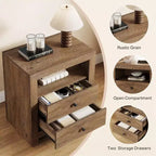 Table de chevet de ferme avec 2 tiroirs de rangement, table de chevet rustique pour chambre à coucher, table d'appoint pour petits espaces, marron