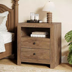 Table de chevet de ferme avec 2 tiroirs de rangement, table de chevet rustique pour chambre à coucher, table d'appoint pour petits espaces, marron