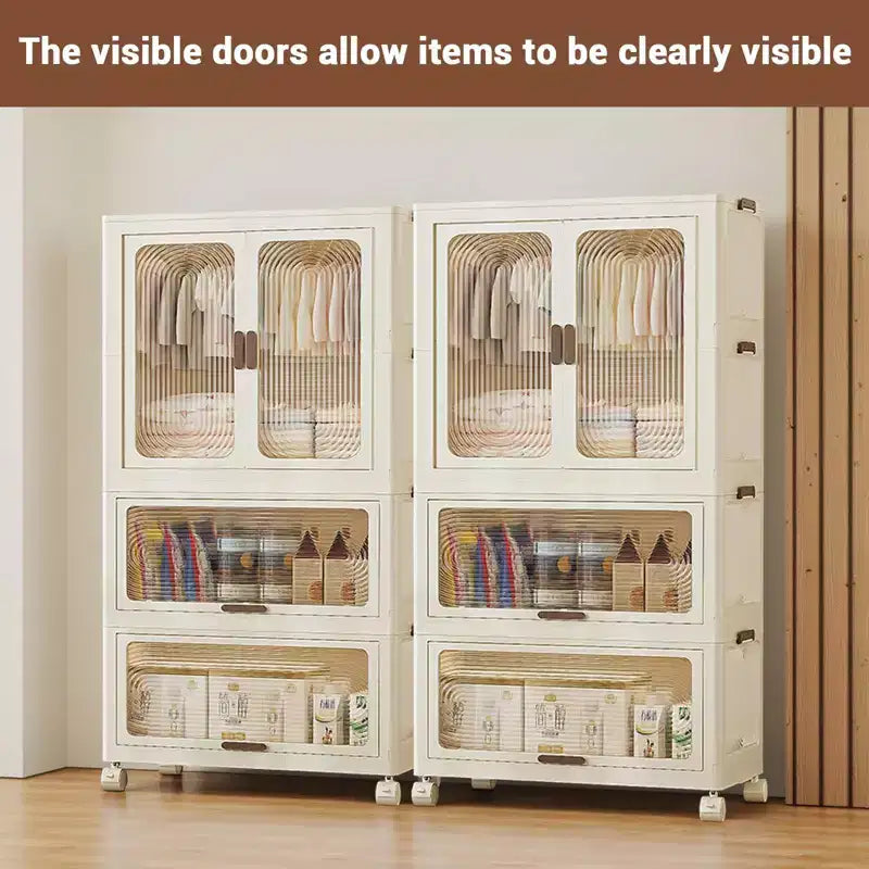 Armoire penderie portable pour enfants à 3 niveaux avec tringle à vêtements et étagères - Organisateur de rangement pliable pour vêtements, jouets, livres (blanc)