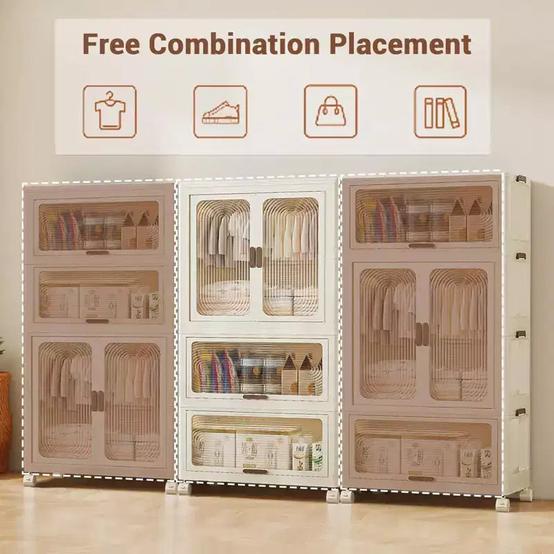 Armoire penderie portable pour enfants à 3 niveaux avec tringle à vêtements et étagères - Organisateur de rangement pliable pour vêtements, jouets, livres (blanc)