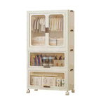 Armoire penderie portable pour enfants à 3 niveaux avec tringle à vêtements et étagères - Organisateur de rangement pliable pour vêtements, jouets, livres (blanc)