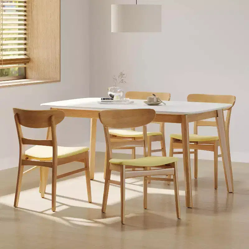 Ensemble de salle à manger 5 pièces en bois et tissu moderne du milieu du siècle Bryner