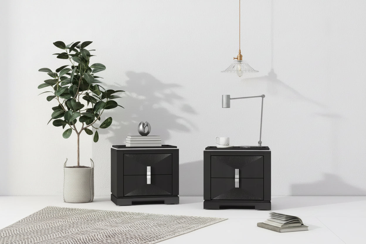 Christopher Knight Home Gruthal Mid-Century Modern Wooden Nightstand with 2 Drawers (Set of 2)