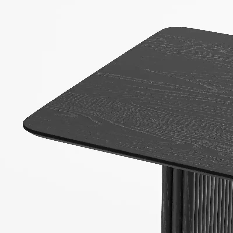 Table à manger en bois massif 79 x 33,5, table de cuisine moderne pour 6-8 personnes de style ferme avec pieds ondulés massifs pour salon, cuisine, bureau à domicile, noir