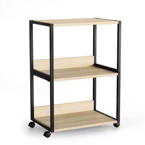Support d'imprimante à 3 niveaux en aggloméré chêne, coloris A+B, 15,7x12x25,6 pouces