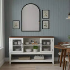 Buffet de rangement avec 2 portes vitrées et 3 étagères, meuble de bar à café, design moderne pour salon, entrée et salle à manger