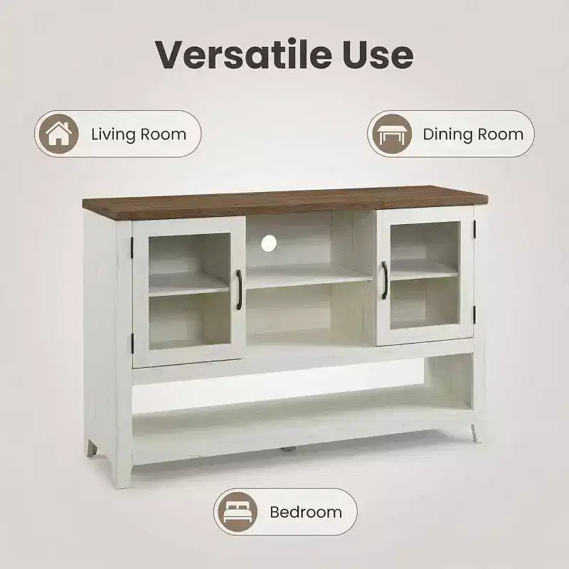 Buffet de rangement avec 2 portes vitrées et 3 étagères, meuble de bar à café, design moderne pour salon, entrée et salle à manger