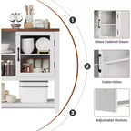 Buffet de rangement avec 2 portes vitrées et 3 étagères, meuble de bar à café, design moderne pour salon, entrée et salle à manger