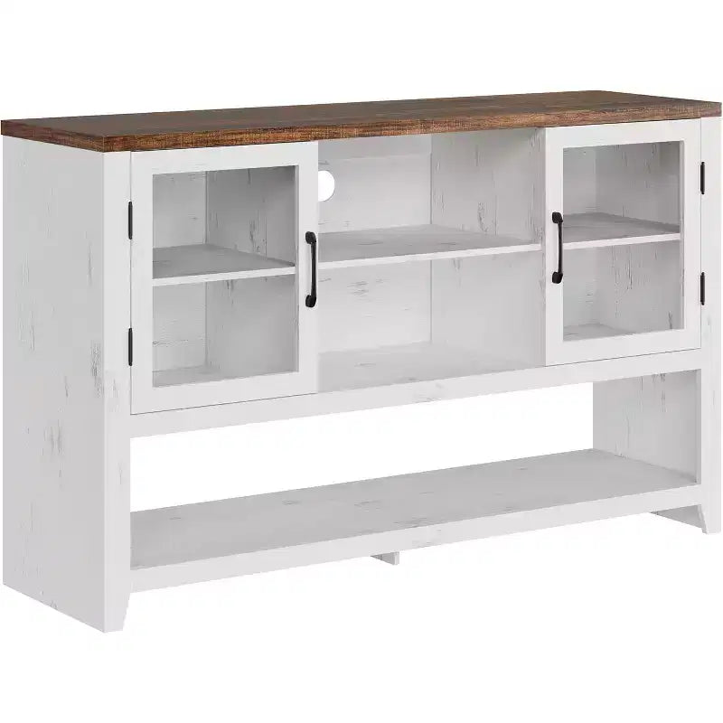 Buffet de rangement avec 2 portes vitrées et 3 étagères, meuble de bar à café, design moderne pour salon, entrée et salle à manger