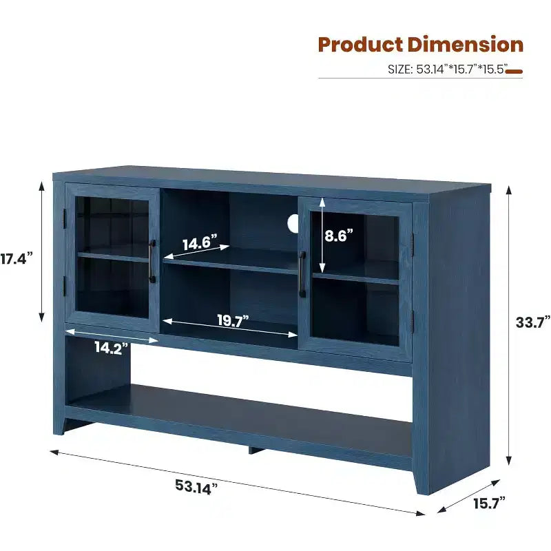 Buffet de rangement avec 2 portes vitrées et 3 étagères, meuble de bar à café, design moderne pour salon, entrée et salle à manger