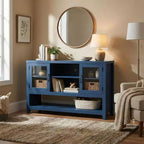 Sideboard Buffet Cabinet with 2 Glass Doors and 3 Shelves, Coffee Bar Storage Cabinet, Modern Design for Living Room, Entryway, and Dining Room