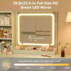 Coiffeuse avec miroir lumineux, tabouret de rangement et plateau extensible - Coiffeuse de maquillage avec armoire et étagères