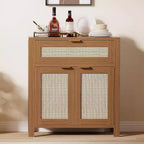Buffet en rotin, buffet avec tiroirs et étagères réglables, armoire de rangement d'appoint pour salon, entrée, coin café