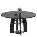 47 Round Dining Table for 46, Modern Wooden Circle Kitchen Table with Storage Shelf, Adjustable Feet, Easy Assembly & Cleaning