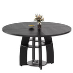 47 Round Dining Table for 46, Modern Wooden Circle Kitchen Table with Storage Shelf, Adjustable Feet, Easy Assembly & Cleaning