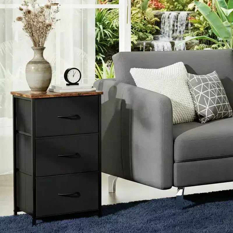 Commode à 3 tiroirs avec bacs en tissu amovibles, organisateur de rangement multifonctionnel pour chambre à coucher, salon, placard
