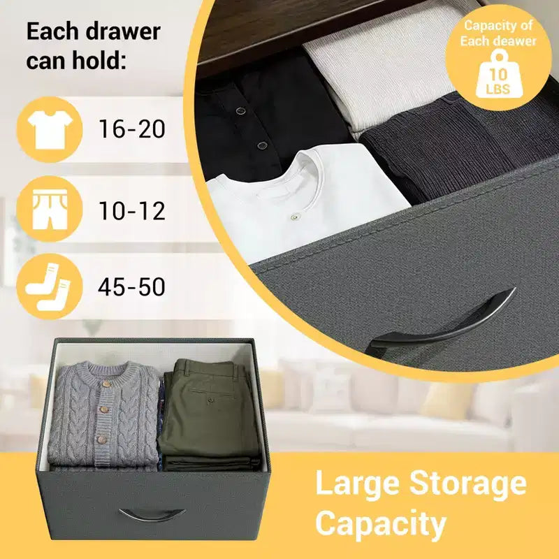 Commode à 3 tiroirs avec bacs en tissu amovibles, organisateur de rangement multifonctionnel pour chambre à coucher, salon, placard