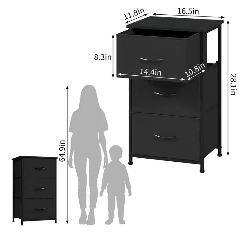 Commode à 3 tiroirs avec bacs en tissu amovibles, organisateur de rangement multifonctionnel pour chambre à coucher, salon, placard
