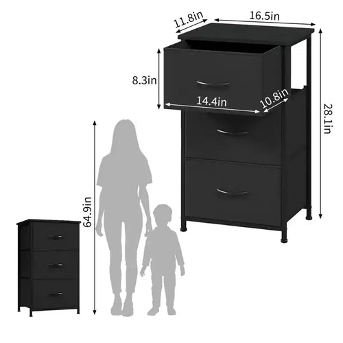 Commode à 3 tiroirs avec bacs en tissu amovibles, organisateur de rangement multifonctionnel pour chambre à coucher, salon, placard