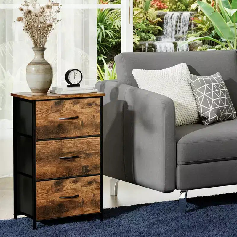 Commode à 3 tiroirs avec bacs en tissu amovibles, organisateur de rangement multifonctionnel pour chambre à coucher, salon, placard
